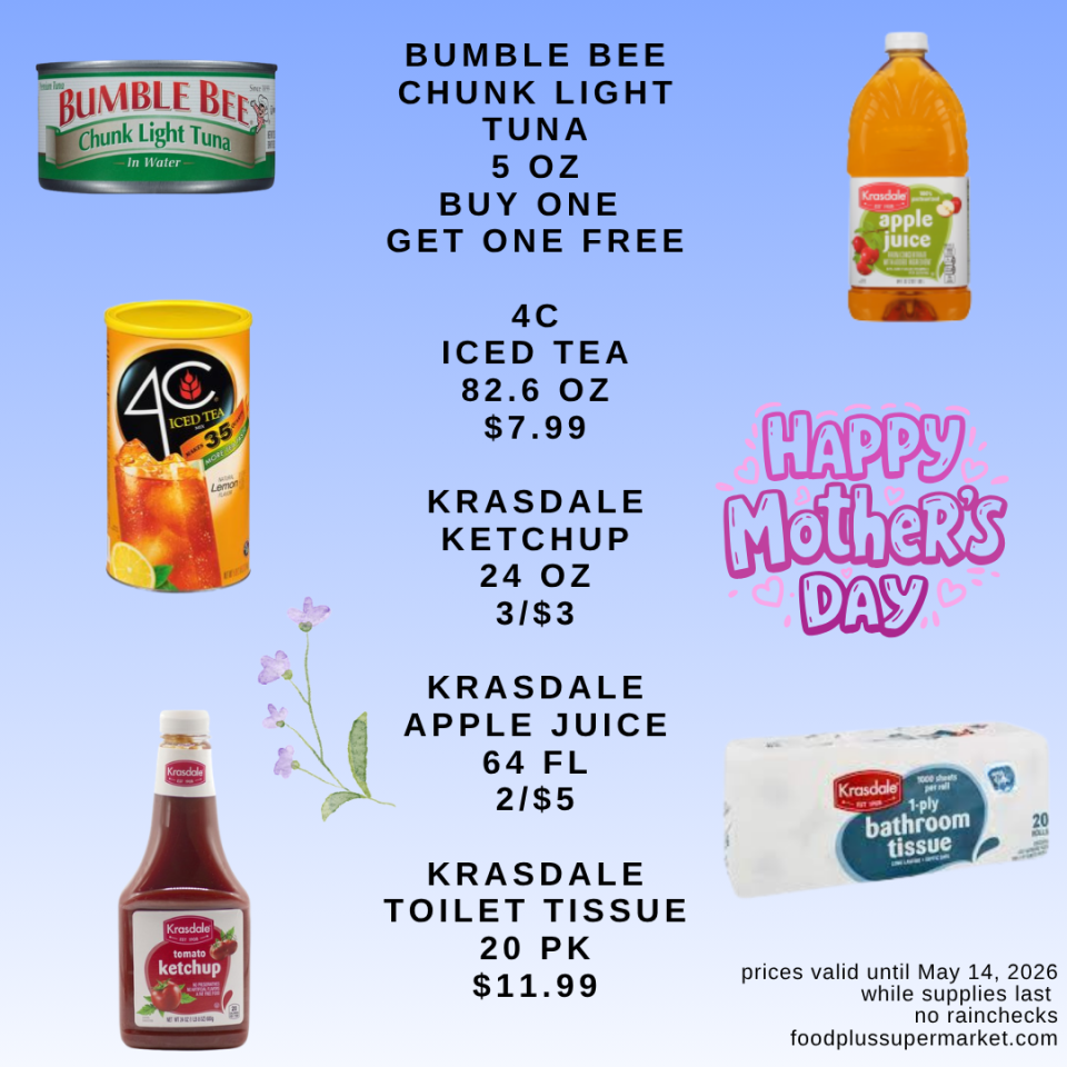 A Food Plus Supermarket flyer celebrating with a 